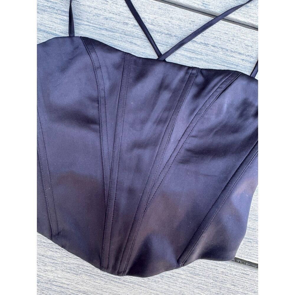 Garage Black Satin Corset Top Small Lace Up Back Coquette Y2K Party Clubwear - Picture 5 of 13